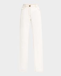 Straight Leg Two-Tone Etch Print Jeans