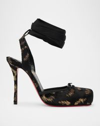 100mm Cassia Silk Ankle-Tie Ballerina Pumps