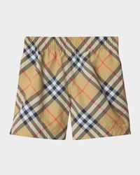 Boy's Atticus Long Check Bias Swim Shorts, Size 3-14