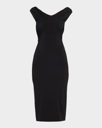 Ruched Organzino Crepe Midi Sheath Dress