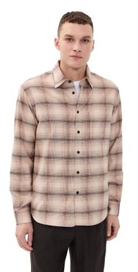 Theory Faded Check Weekend Shirt Alabaster Multi M