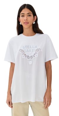 Stella McCartney Lace Slip Jersey Tee Pure White L
