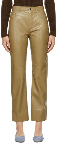 Nanushka Khaki Vinni Vegan Leather Trousers