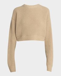 Ribbed Wool Cashmere Cropped Sweater