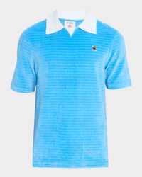 Men's Velour Contrast-Collar Polo Shirt