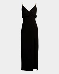 Sleeveless Side-Slit Crepe Maxi Dress