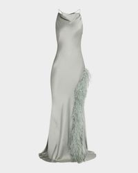 Cowl Satin Ostrich Feather Gown