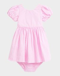 Girl's Striped Seersucker Dress, Size 3M-24M