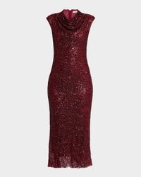 Zaria Cowl-Neck Sequin Midi Dress
