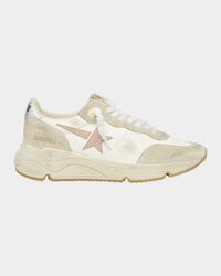Running Sole Mixed Leather Sneakers