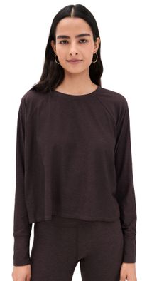 Beyond Yoga Featherweight Daydreamer Pullover Dark Chocolate Heather L