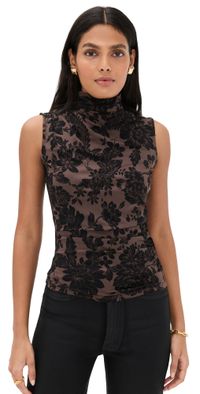 Veronica Beard Jean Mylie Sleeveless Top Dark Lichen/Black L