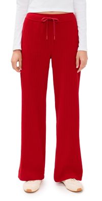 Beyond Yoga Breathe Easy Ribbed Wide Leg Pants Holly Red XL