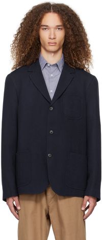 Sunspel Navy Three-Button Blazer