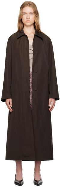 Dries Van Noten Manteau brun à col classique