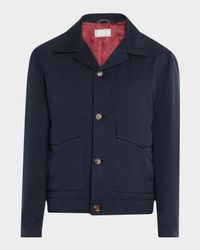 Men's Silk Button-Front Bomber Jacket