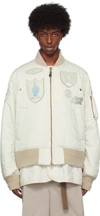 sacai Blouson aviateur blanc cassé à écussons édition Spiewak & Gonz