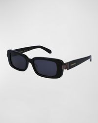 Gancini Evolution Acetate & Metal Rectangle Sunglasses
