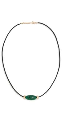 Zoe Chicco 14k Gold Malachite On Leather Cord Necklace 14k Yellow Gold/Malachite One Size