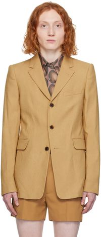 Dries Van Noten Veston beige à trois boutons