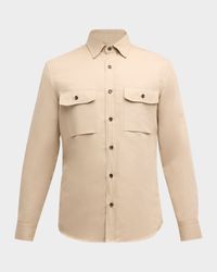 Men's Linen-Cotton Military Overshirt