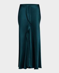 Silk Center-Pleat Midi Skirt