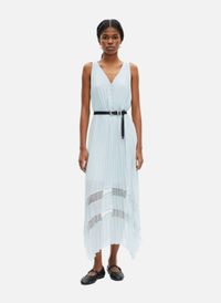The Kooples - Robe longue avec plissage et plumetis - Taille 40 - Bleu