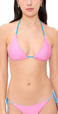 Solid & Striped The Ines Reversible Bikini Top Reversible Bonbon/Ocean Mist L