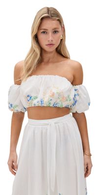 En Saison Julia Top White Blue Multi M