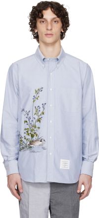 Thom Browne Blue Straight Fit Stitch Goose Scenic Shirt