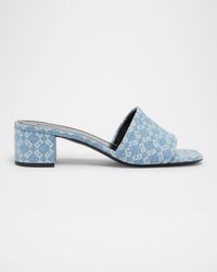 4G Denim Block-Heel Mule Sandals