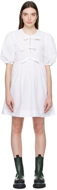 GANNI White Self-Tie Minidress