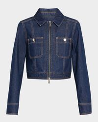 Patty Fitted Zip-Front Denim Jacket