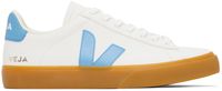 VEJA White & Blue Campo Leather Sneakers