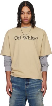 Off-White T-shirt beige de style planchiste à logo surdimensionné