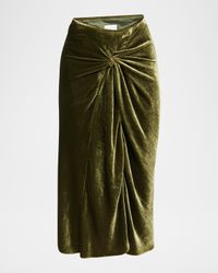 Smila Draped Velvet Midi Skirt
