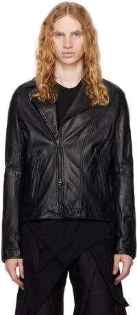 Julius Blouson noir en cuir grainé
