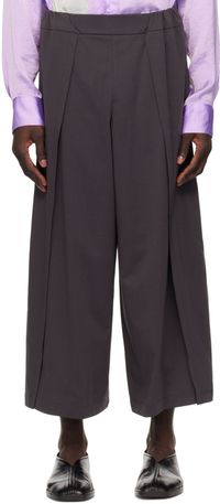 132 5. ISSEY MIYAKE Gray Crosscut Trousers