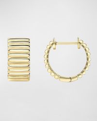 Yellow Gold Thick Notched Huggie Earrings