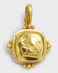 20mm Gold Cushion Rampant Lion Pendant