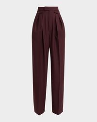 High-Rise Pleated Wool Gabardine Wide-Leg Pants