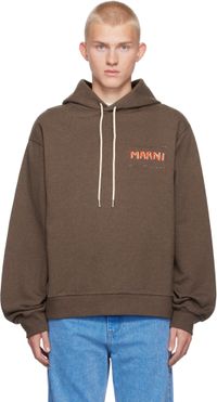 Marni Brown Logo Patch Hoodie