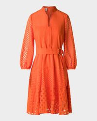 Polka Dot Organzino Belted Shirt Dress