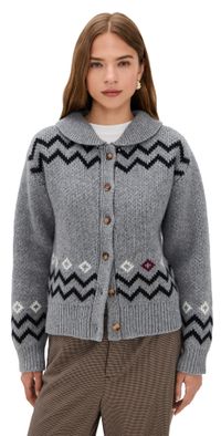 Damson Madder Cecily Collar Cardigan Grey 16