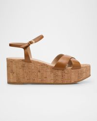 Dayna Leather Crisscross Wedge Sandals