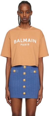 Balmain Brown Cropped T-Shirt