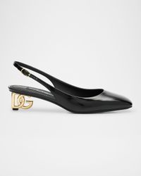Jackie Patent DG Heel Slingback Pumps
