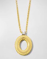 Princess 18K Yellow Gold Diamond Initial Necklace, O