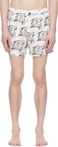 Moncler White Printed Swim Shorts
