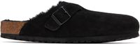 Birkenstock Black Regular Boston Shearling Suede Slip-on Loafers